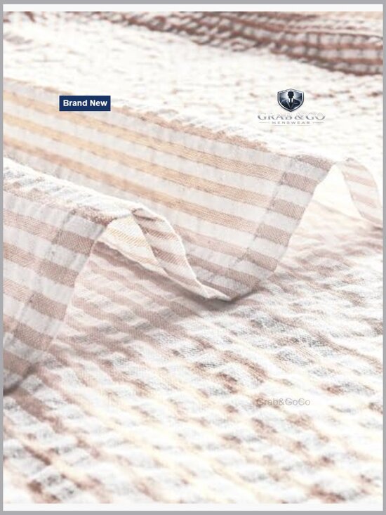 Men's Striped Cotton Button Down Short Sleeve Shirt Casual Summer Beach - Picture 6 of 7